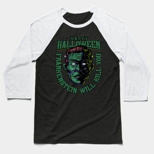 Halloween - Frankenstein Illustration Baseball T-Shirt